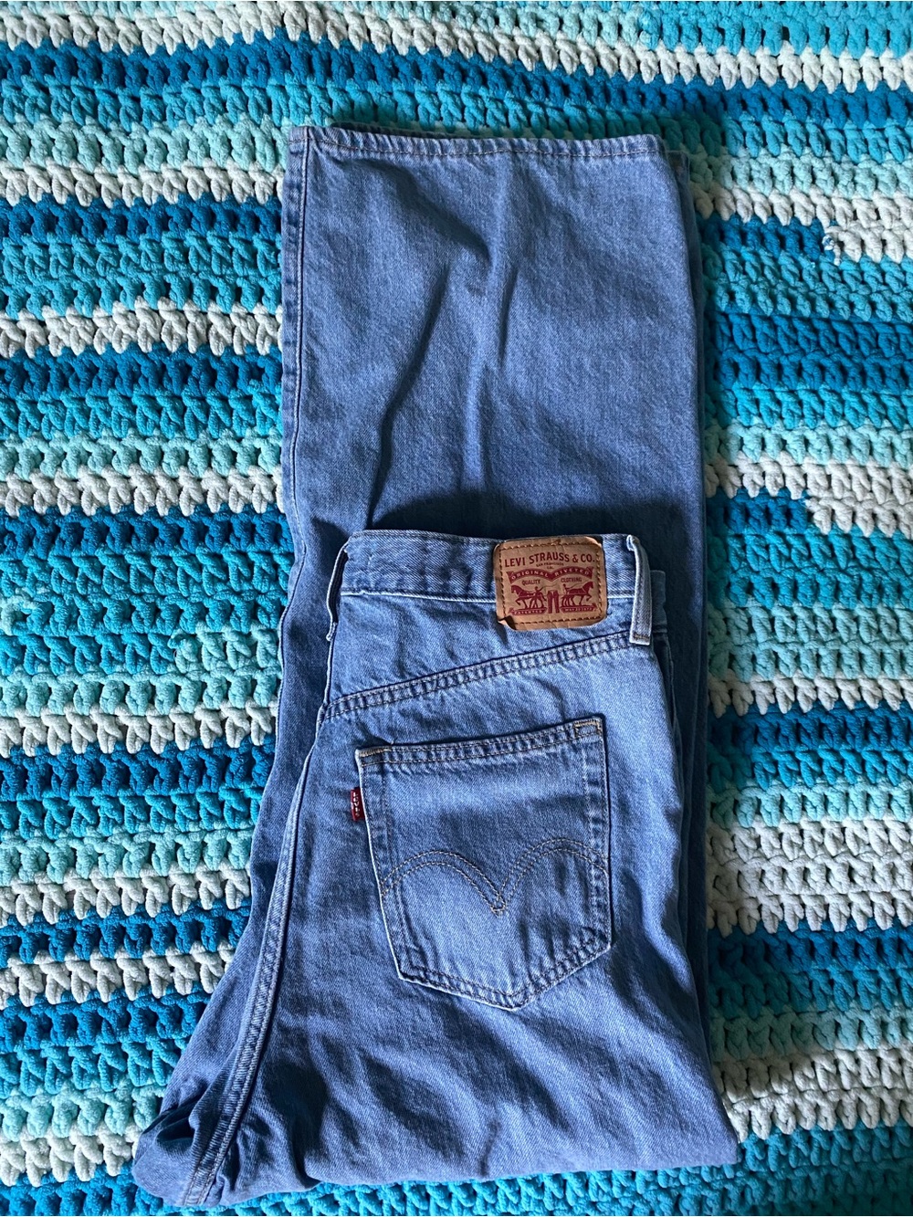 Levi's High Waisted Straight Leg Jeans Light Wash Cotton Hemp Blend Size 31